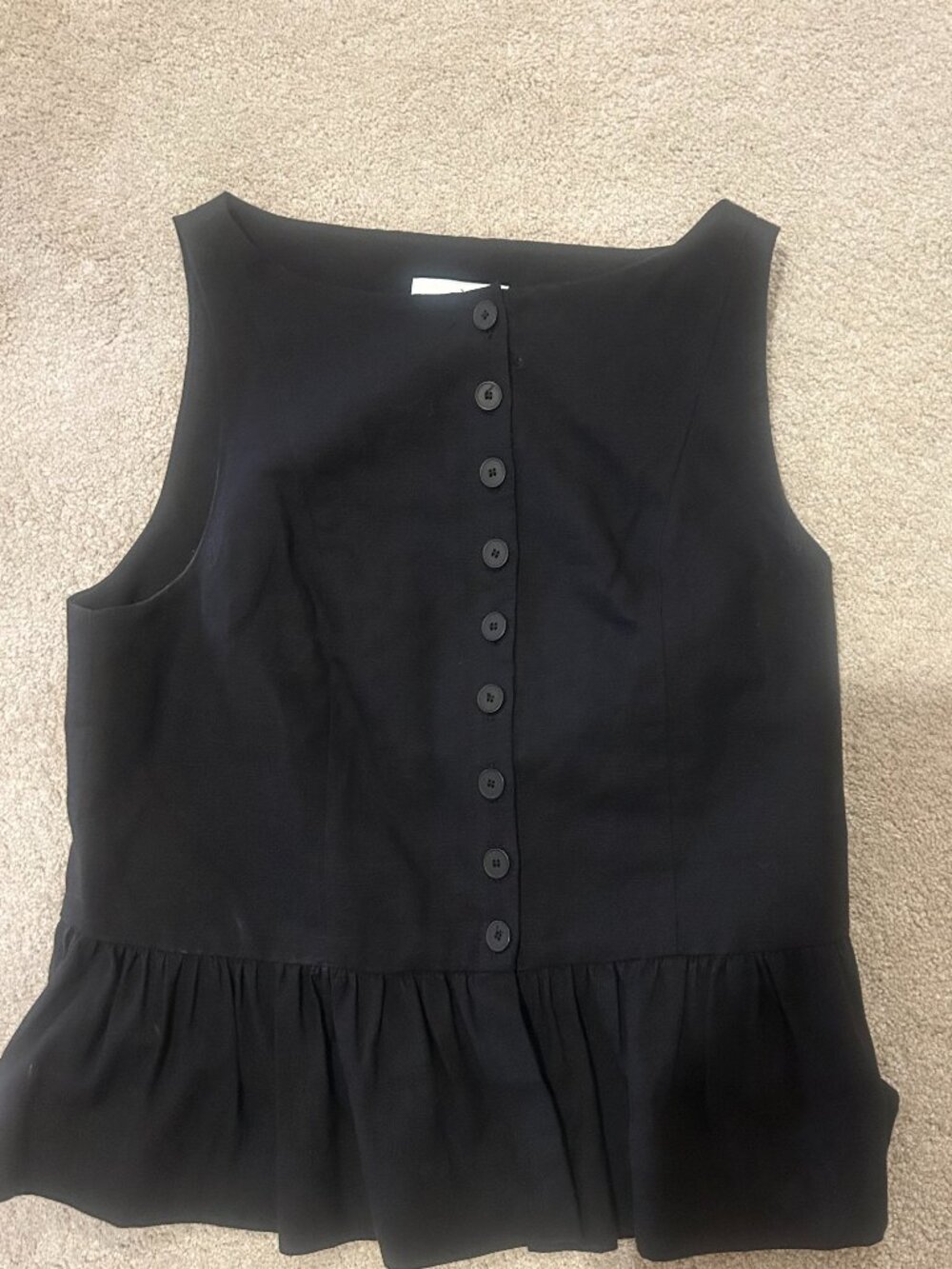Aligne black linen peplum top, size 6